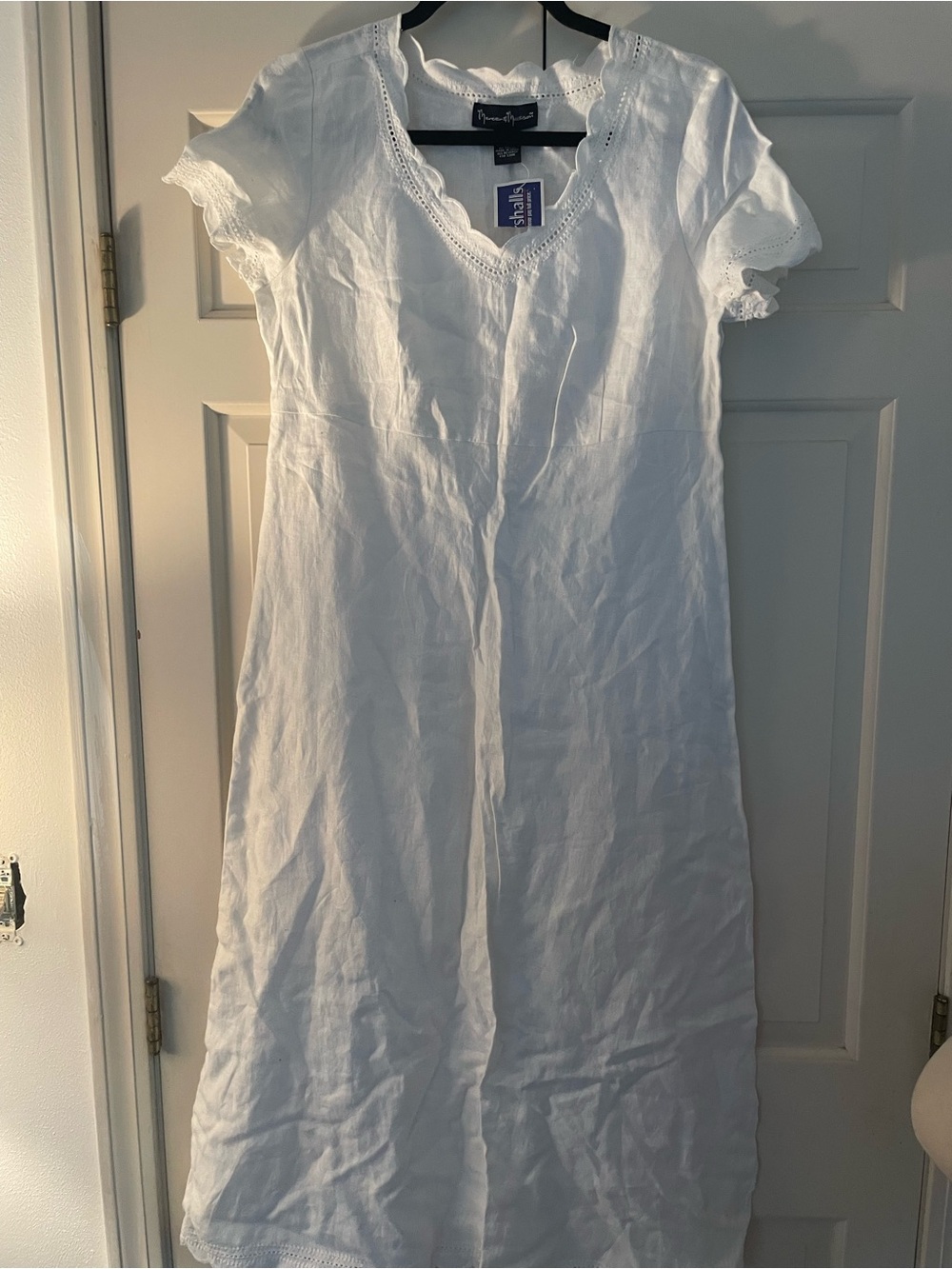 mercer & madison White Linen with Eyelet-Trim Maxi Dress